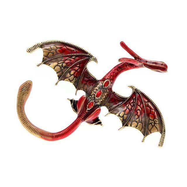 Retro Oil Dripping Flying Dragon Brooch Rhinestone Inlaid Enamel Brooches Pin