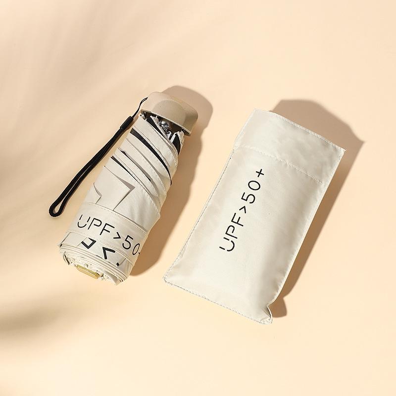 Ultra-Light Five-Fold Umbrella: UV Protection Sunscreen, Anti-Ultraviolet, Rain or Shine, Folding Black Glue Sunshade.