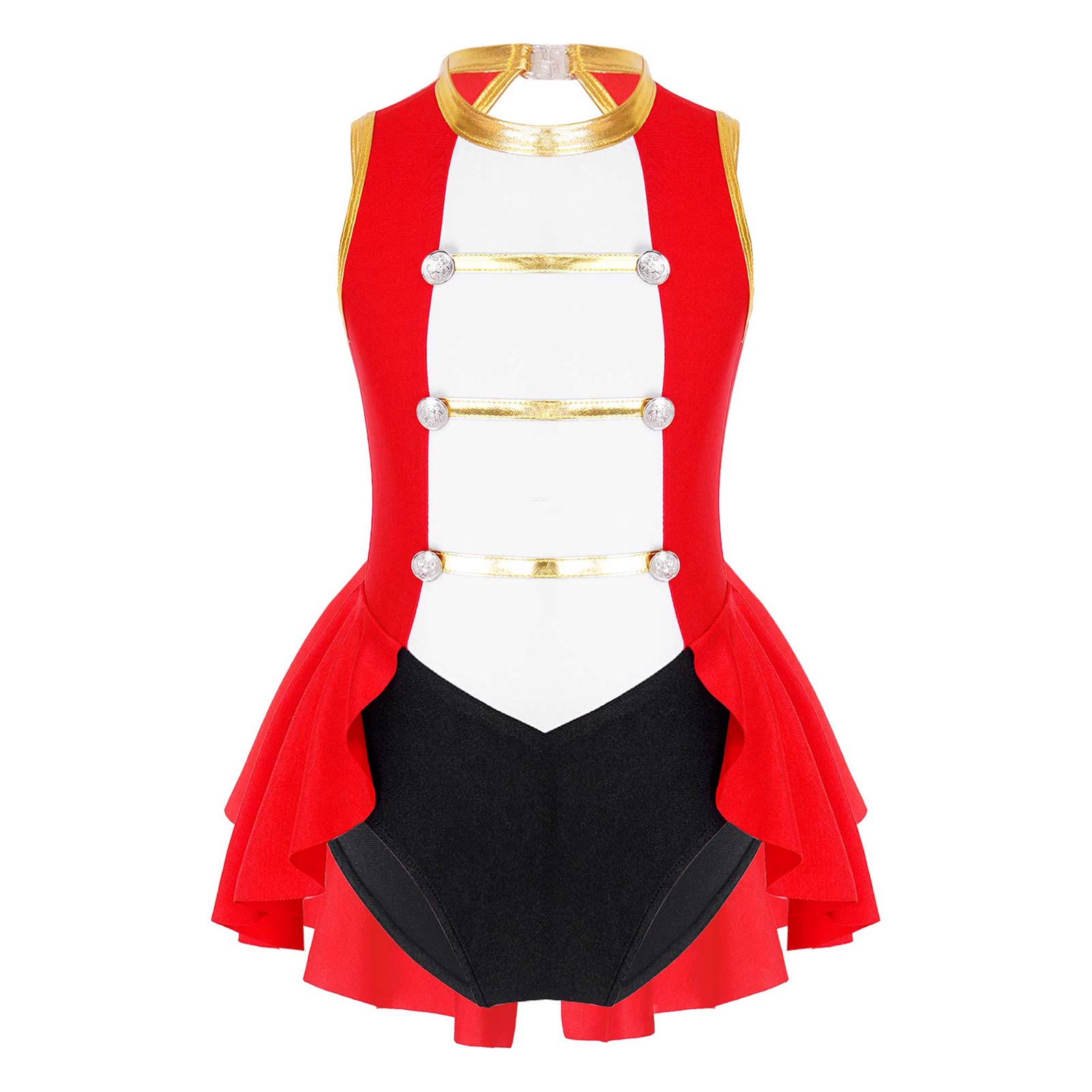 Meisjes Circus Ringmeester Kostuums Lange Mouwen Franje Schouder Pailletten Leotard Jumpsuit Bodysuit Carnaval Cosplay Danskleding 12 red
