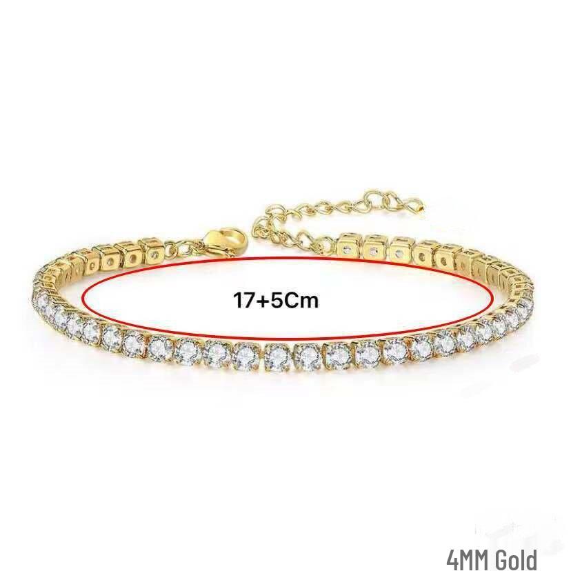 

Женский циркониевый хип-хоп блинг гальванизированный кристальный теннисный браслет 17cm