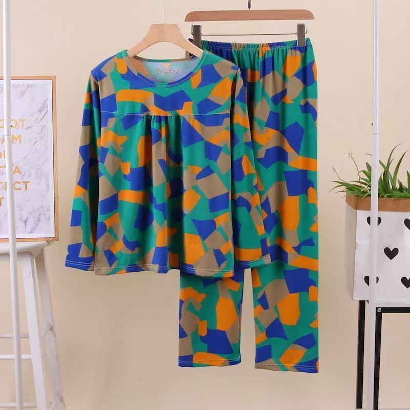 Женский комплект пижамы осень-зима корейская версия пожилой матери повседневная домашняя — фото 14