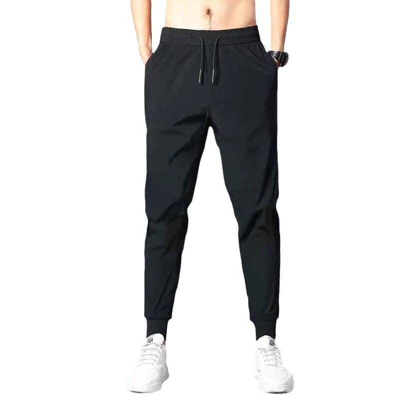 Men's Harem Pants Drawstring Elastic Waist Casual Trouser Beach Pants with Pockets