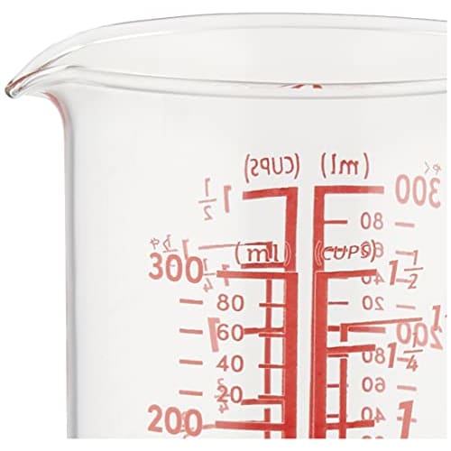 iwaki Heat-Resistant Glass Measuring Cup, 300ml, with Handle, BTMC300T-R