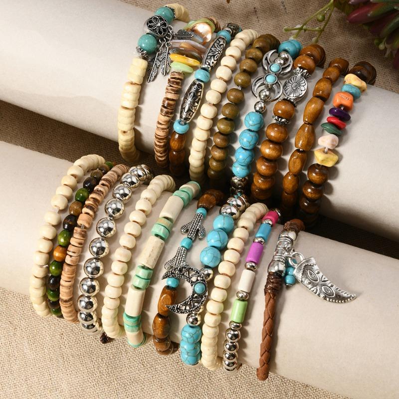 

Новый набор из 20 деревянных бусин TEMU, эластичная нить с бусинами, мужской браслет, браслет, браслет. разноцветный