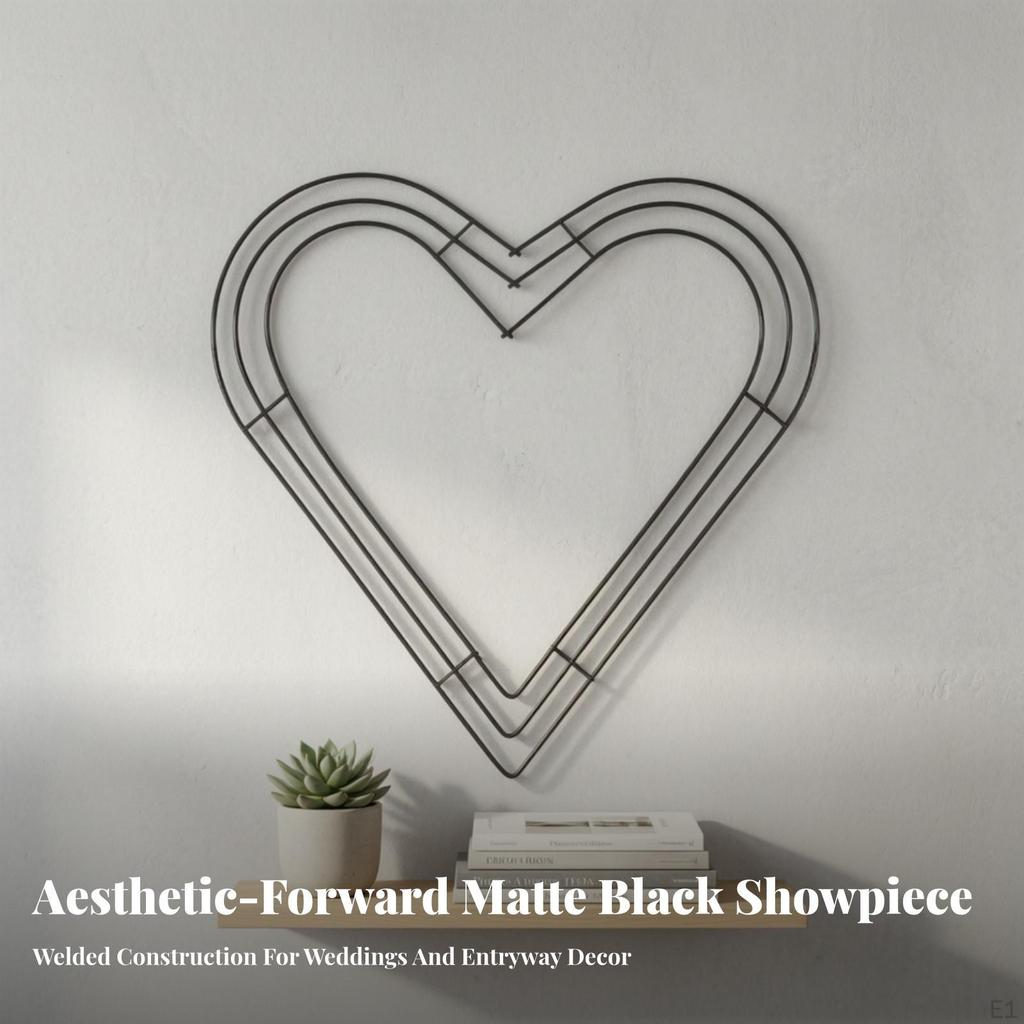Beginner-Friendly Heart Wreath Frame | Decorative Iron Hoop, Versatile, Metal