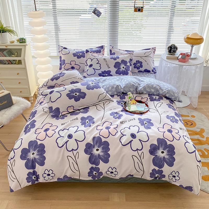 Skin-friendly Cotton Plant Cashmere Thickened Sanded Four-piece Bedding Set Dormitory Three-piece Set Bed Sheet Quilt Cover