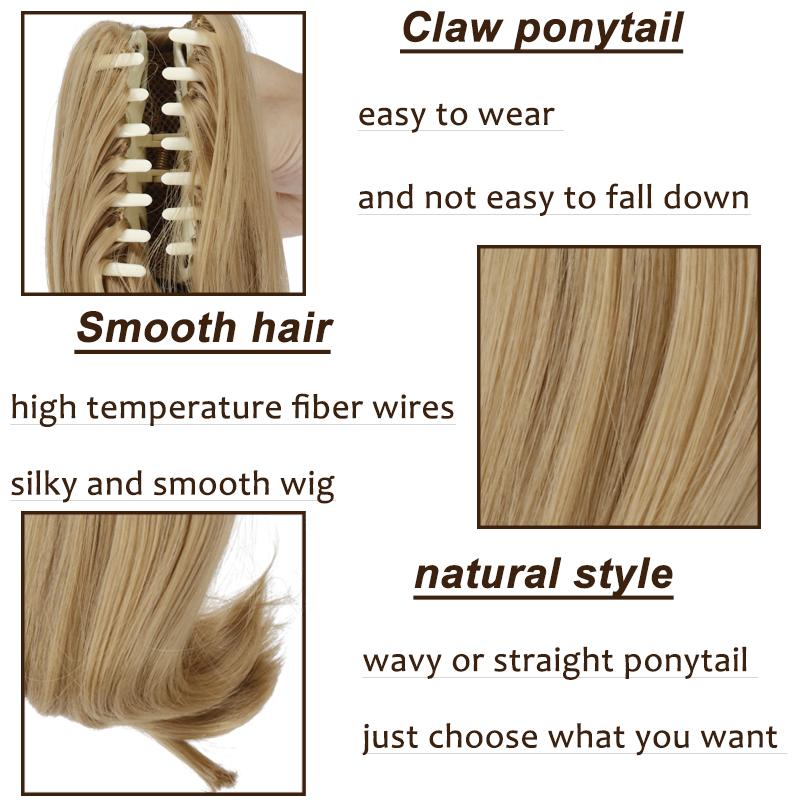 LISI HAIR Women Short Ponytail Hair Extensions Clip On Natural Ponytail Wig Synthetic Fiber Hair Suitable for Party Daily Use