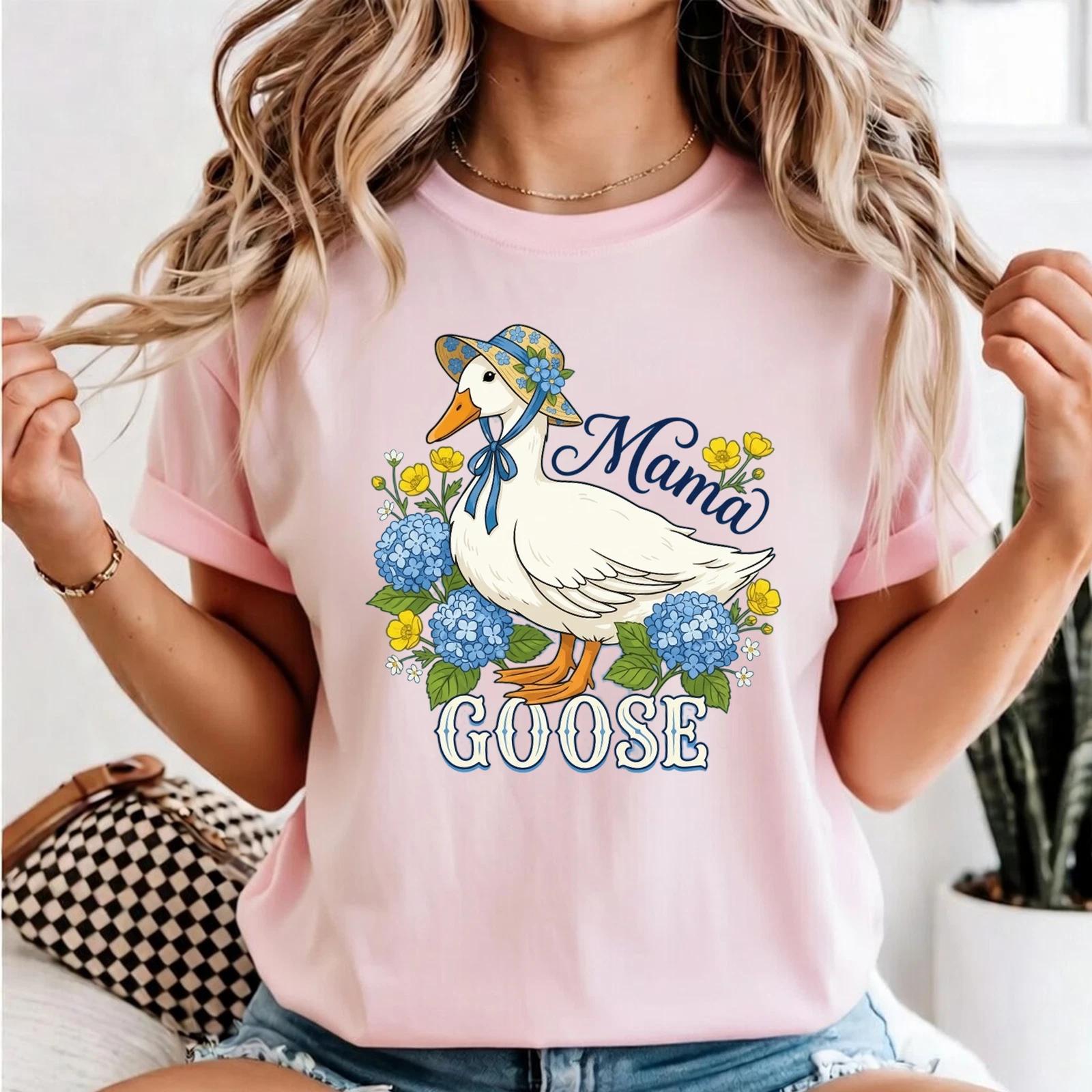 Mama Goose T-Shirt Mothers Day Gift Australia Hydrangea Floral Pink Tee For Mum XXXXL