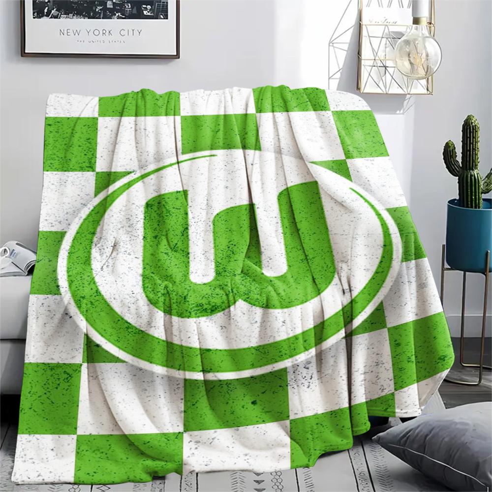 1 szt. Koc flanelowy z nadrukiem VfL Wolfsburg, Wysokiej jakości, Wygodny na wszystkie pory roku, Wystrój domu, Ciepło i komfort, Idealny na prezenty świąteczne101