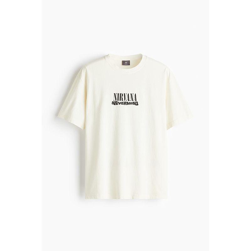 

[Nirvana Nirvana Band] HM Men s and Women s T-shirt Summer Print round Neck Couple Short Sleeve 1225609 White/Nirvana 180/124