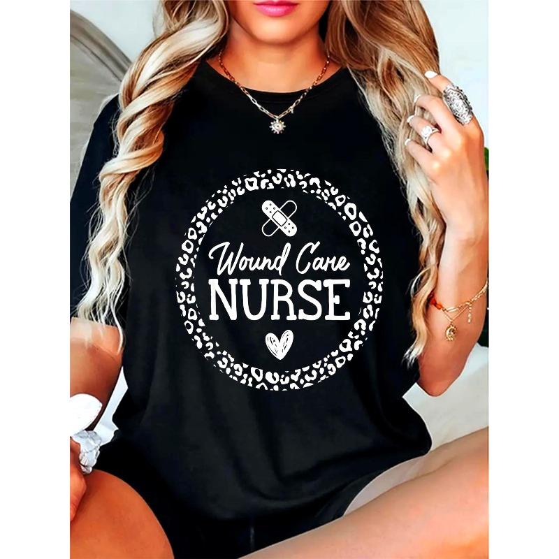 

Women ST-Shirt - Distressed Style Casual Black Tee ,Short Sleeve Round Neck, Humorous Healthcare Worker Apparel, All-Season Comfort,Comfortable Fit S чёрный