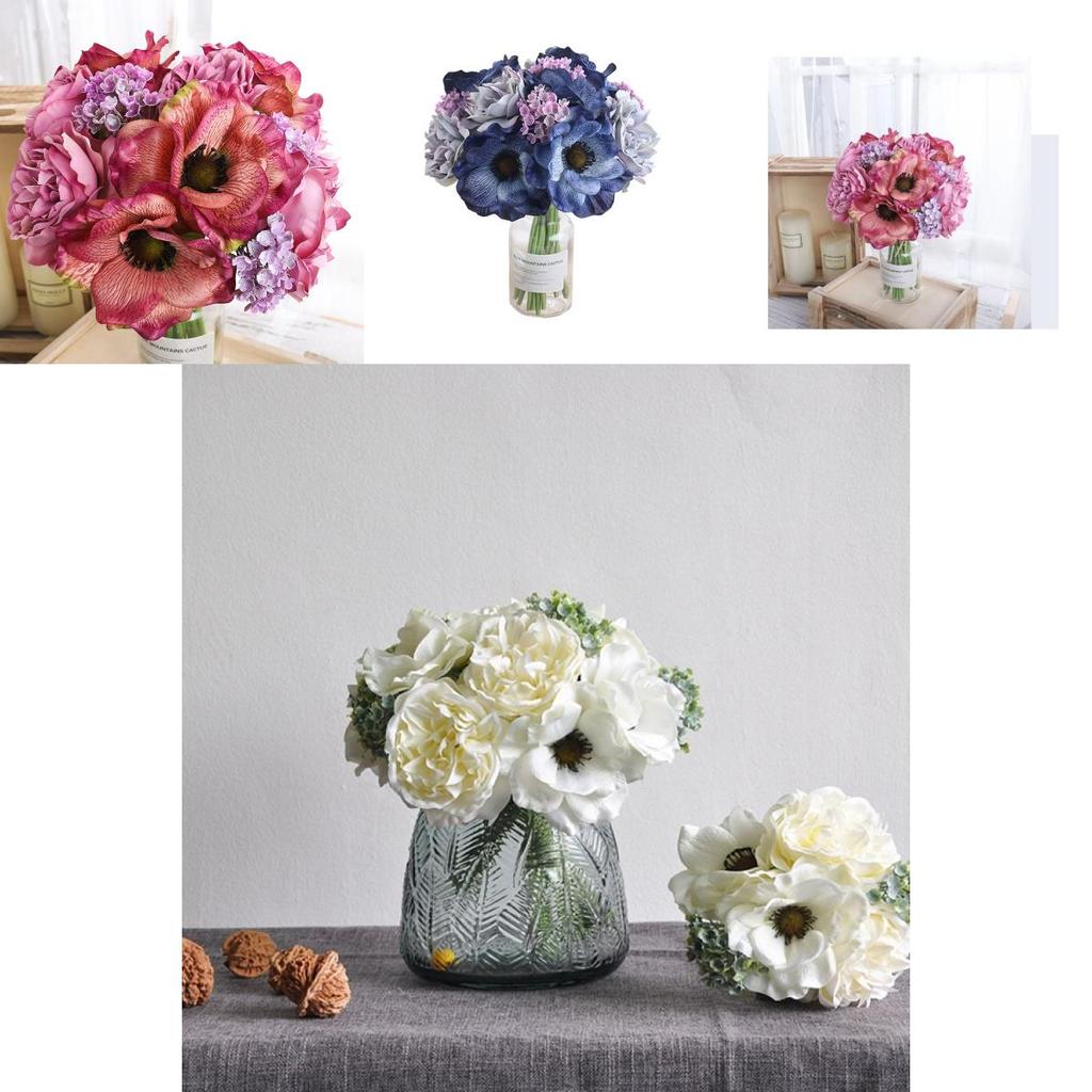 Lush Bouquet Poppy Peony Gypsophila Simulation Flower Ideal For Home Decor And Photography Prop