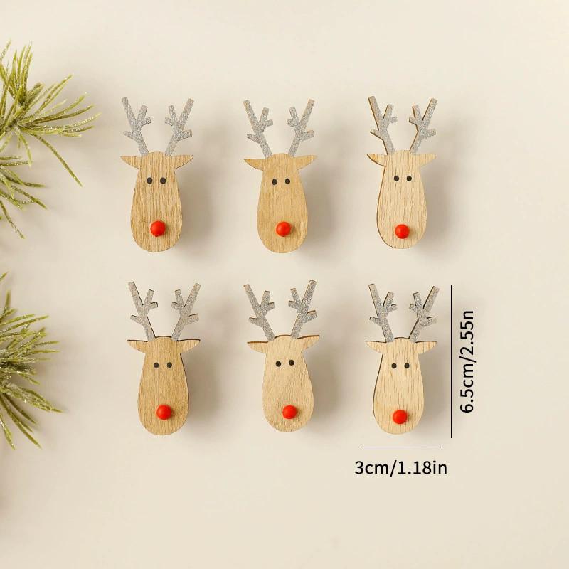 Holiday Tree Ornaments Wooden Decor With Snowflake Reindeer For Christmas Gift