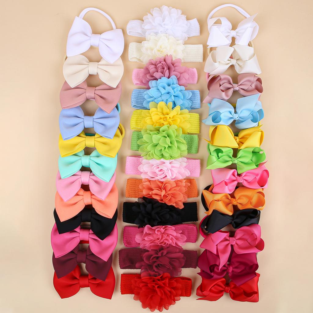 3PCS Chiffon Flower Headbands Baby Girls Hair Bows Headband Elastic Soft Nylon Hairbands for Baby Turban Infant Hair Accessories