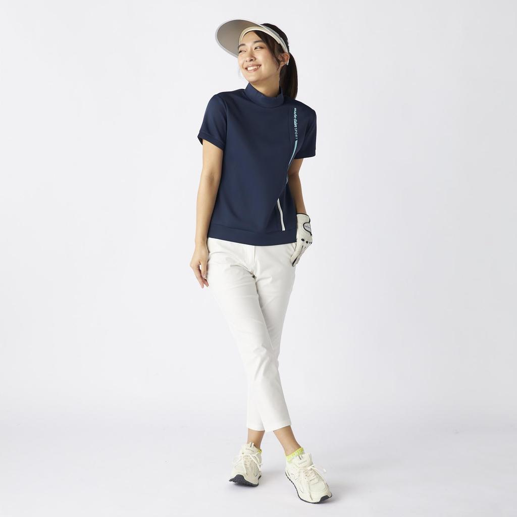 Marie Claire Short Sleeve Mock Neck UV Cooling 715622W Women's Shirt, Protection, Touch, Navy,