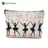 Kosmetiktasche mit Ballettänzer- und Musiknoten-Muster - Multifunktionale Reißverschlusstasche,