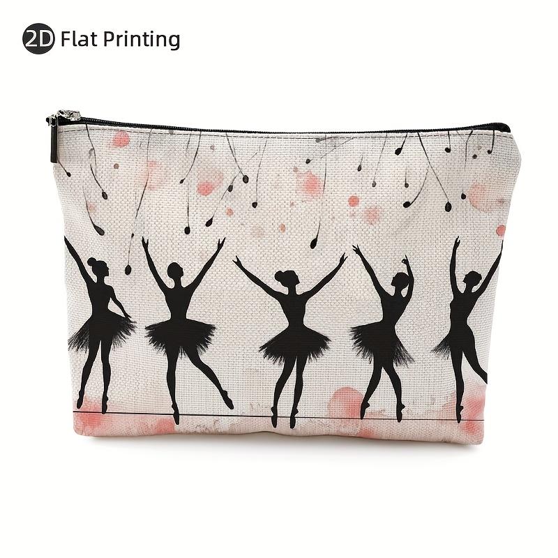 A Ballet Dancer And Musical Note Patterned Makeup Bag- Multifunctional Zipper Pouch,