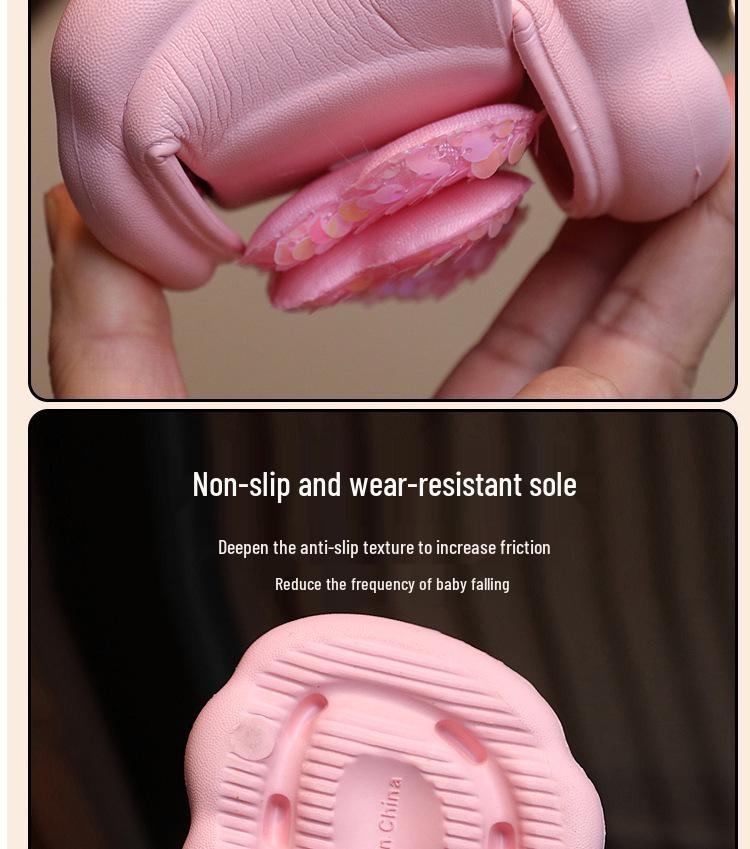 Girls' Soft Sole Non-Slip Bow Slippers for Outdoors - Princess Style