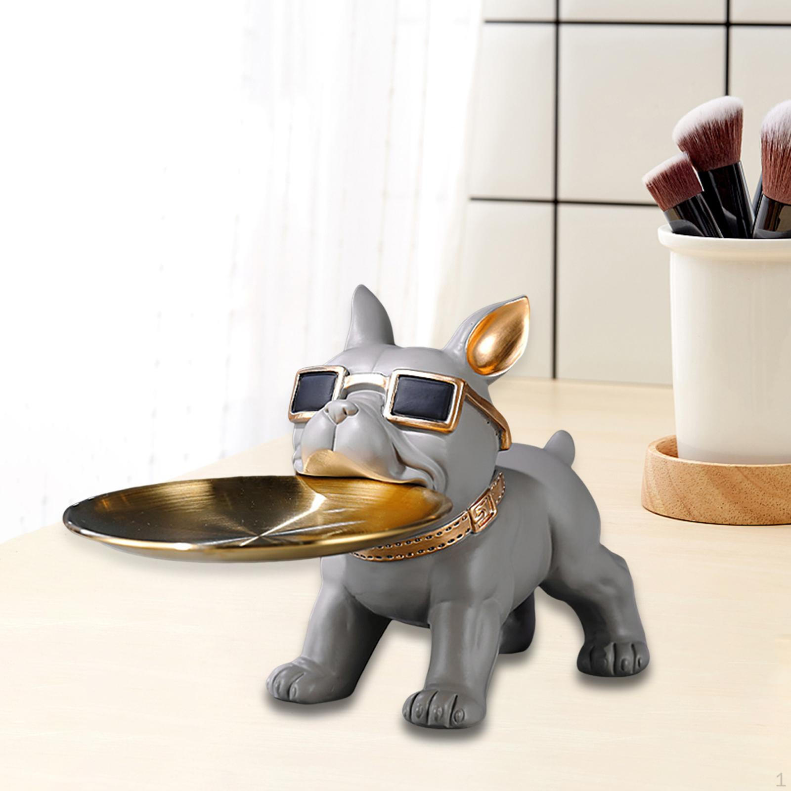 

Статуя бульдога, фигурка животного, чаша для конфет, настольный лоток для хранения для книжной полки, гостиной серый