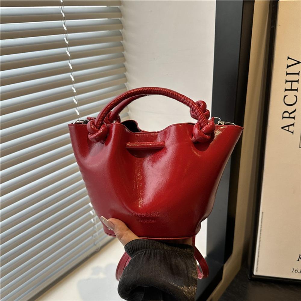 Korean Leather Bucket Bag Small Women’s Handbag Fashion Single Shoulder Bag  Female
