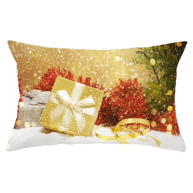 New Christmas Peach Skin Waist Pillowcase Gold Series Sofa Cushion Cover Bedside Pillow Cover
