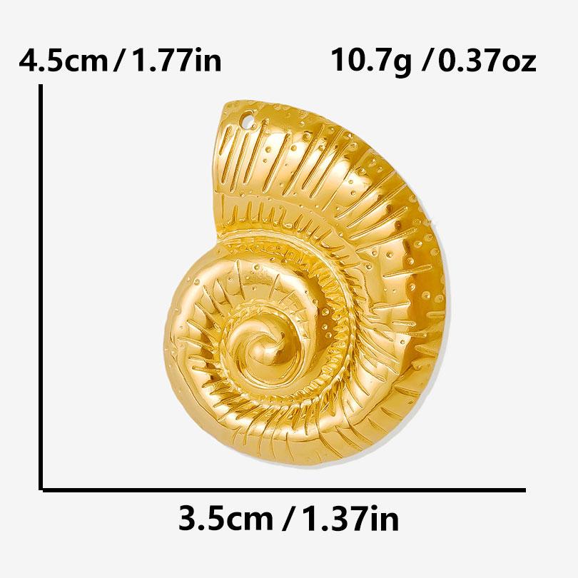 Ocean/Marine Animal Jewelry Set Real Gold Plated Stainless Steel Conch Necklace/Ear Studs/Rings For Women Accessories No Tarnish