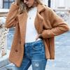 Elegante Cappotto Invernale da Donna in Ecopelliccia Caldo Peluche Orsacchiotto Monocolore Capospalla Femminile Tasca Casual Autunno Cashmere 22942