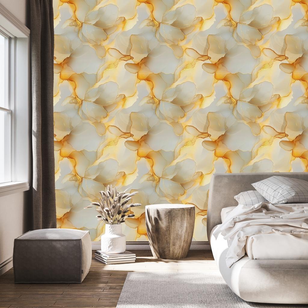 Ink wallpaper beige, gold, cream and light gray 50x1000
