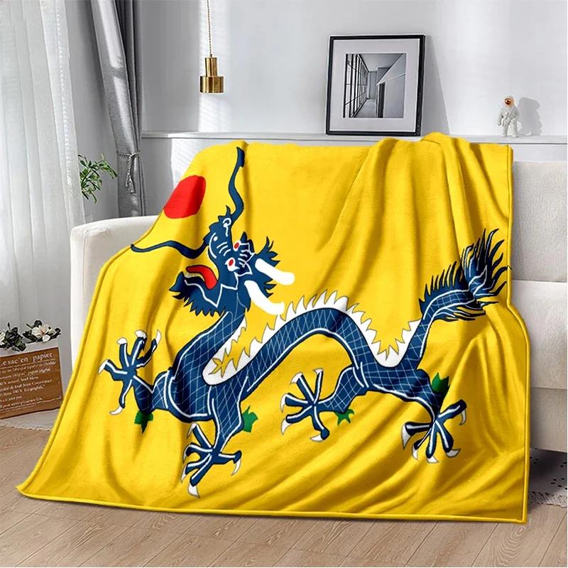 3D Print Chinese Dragon Blanket Soft Sofa Cover Throw Blanket Fleece Tapestry Lightweight Warm Bed Blankets for Bedroom Couch