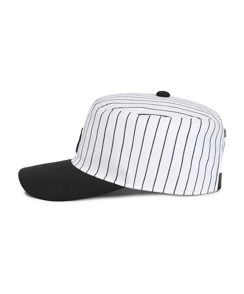 Bajal Leaf Vz Monogram Stripe Pillbox Cap Black