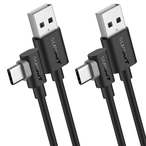 SUNGUY USB Type C Cable L-shaped 3M [Set of 2] Max 18W Fast Charging USB C Cable Type C Cable USB2.0 Data Transfer Compatible with USB-C models such a