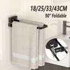 Self Adhesive Bathroom Towel Holder Toilet Towel Rack Wall Mounted Kitchen Shelf 90° Folding Towel Bar No Drill 18/25/33/43CM