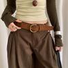 Retro Mellard Edge Suede Leather Belt For Women With Alloy Buckle Casual Style