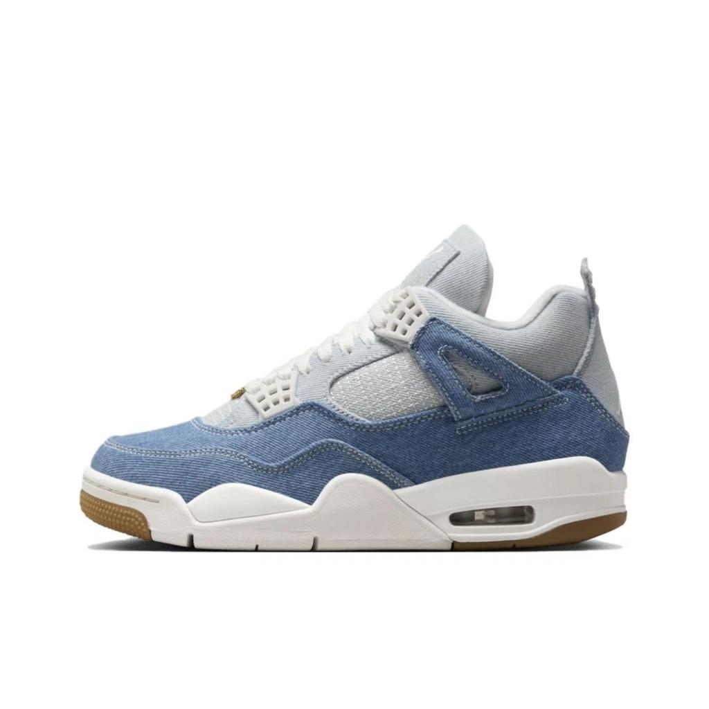 Air Jordan 4 Retro TEX Worn Blue Denim Women Sneakers Sail Gum-Light-Brown Metallic-Gold IB6716-100
