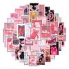 55 Cartoon Pink Tarot Graffiti Stickers - Waterproof DIY Decoration for Guitar & Suitcase