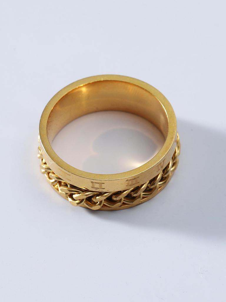 Stainless Steel Roman Numeral Chain Ring - European & American Fashion Jewelry