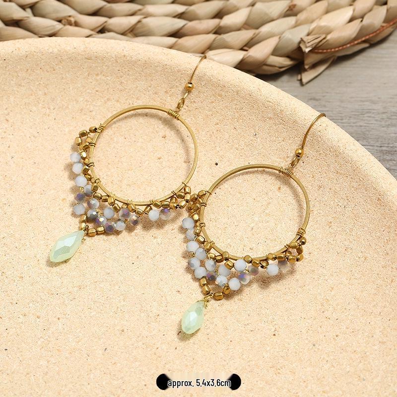 

Богемные Этнические Висячие Серьги - Женские Плетеные Вручную Винтажные Праздничные Длинные Серьги