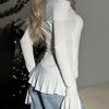 2025 Autumn Off-Shoulder Ruffle Long Sleeve Slim Fit T-Shirt