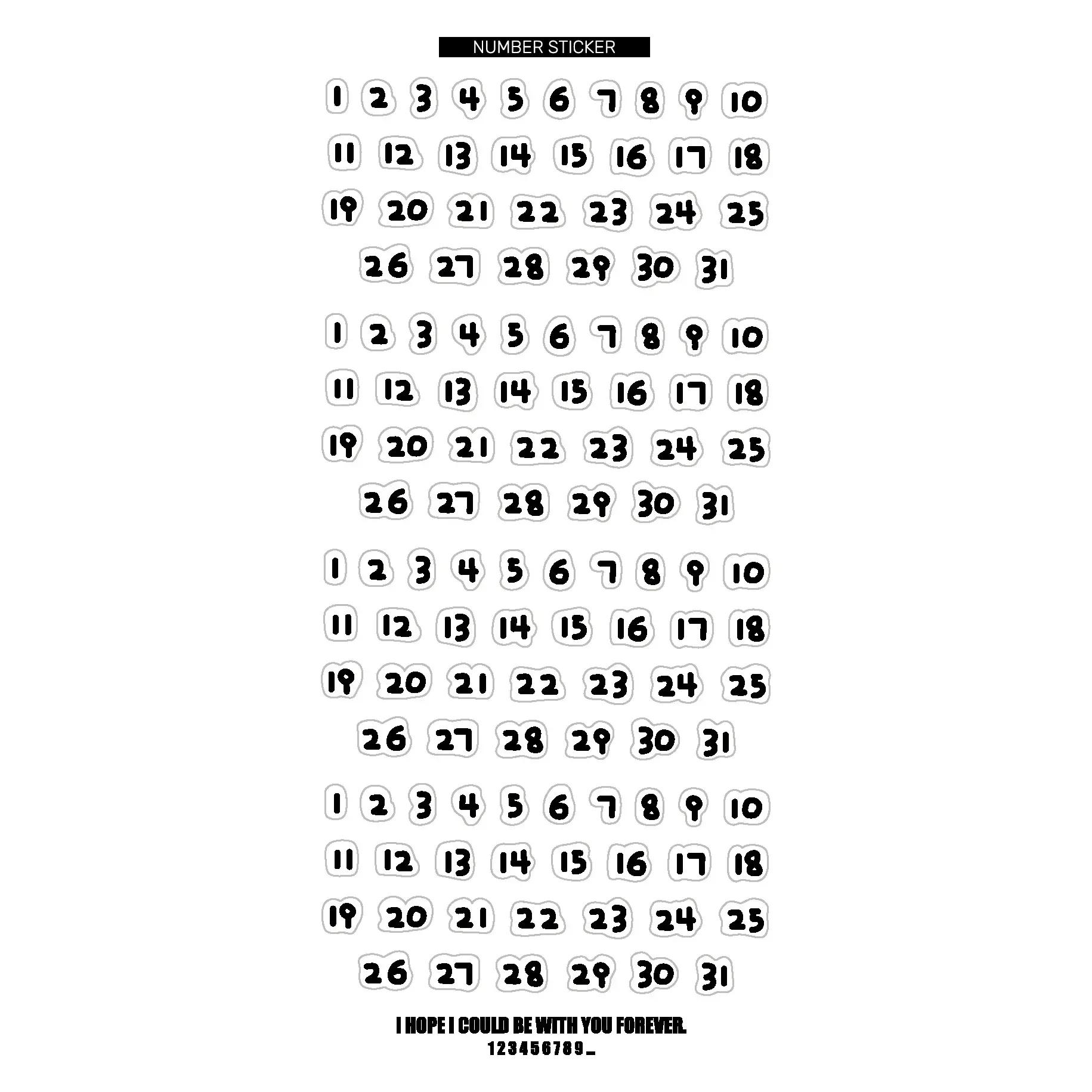 

1 шт. Милый мультяшный детский шрифт № 1~31 наклейки с цифрами календарь планировщик скрапбукинг журнал ежемесячный день ежедневный этикетка времени украшение