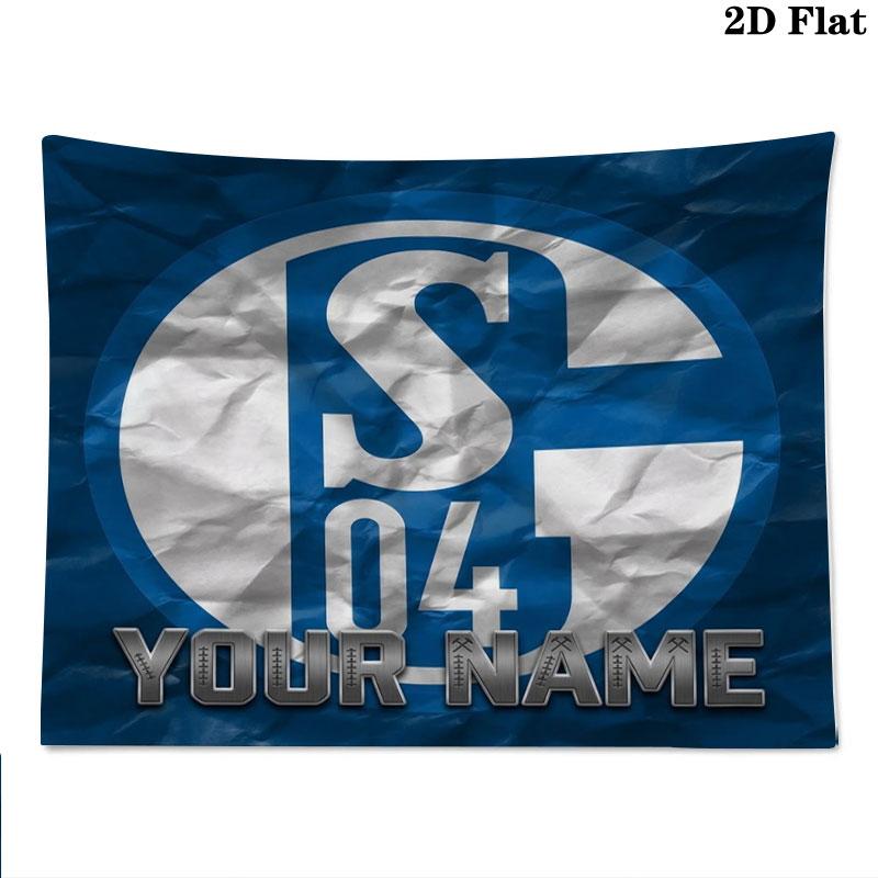 FC Schalke 04 Benutzerdefinierter Name Wandteppich Ästhetischer Wandbehang Bedruckte Stoffdecke Dekorative Wandteppiche für Schlafzimmer Wohnzimmer Heimdekoration