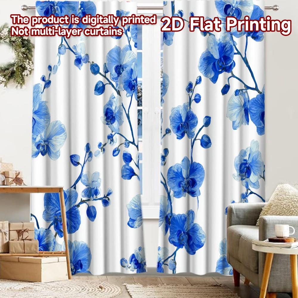 

Set Of 2 Flat Printing Curtains Without Rod Floral Symphony Christmas Festival Creative Polyester Easy Install Curtain Made W100*H70(CM)-Rod Pocket&2PCS