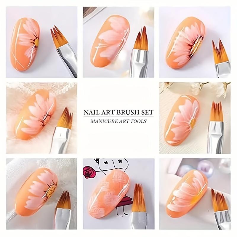 8pcs Nail Art Brush Set Professional Acrylic Gel Design Tools 3D Builder Pen for Salon-Quality Manicures at Home