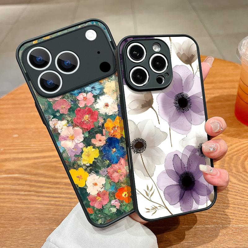 Translucent Matte Magnetic Phone Case For iPhone 17 16 15 Pro 14 13 Pro Max 16e 17e For Magsafe Purple Floral Hard PC Back Cover