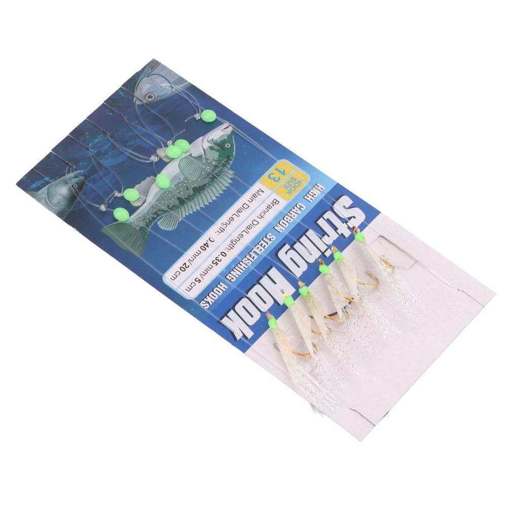 5 Sets with 6 Hooks Fishing Bait Rigs Soft Fish Skin Fishing Lure Rigs Freshwater Fishing