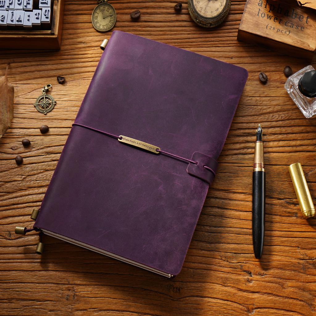 2026 First Layer Cowhide Notebook Genuine Leather Retro Travel Notebook Handmade Loose-leaf Notepad Diary Spot