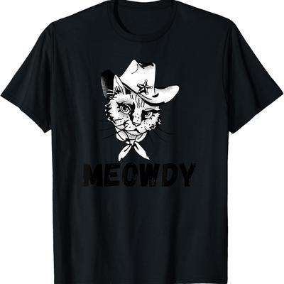 Meowdy, Funny Mashup Between Meow and Howdy, Funny Cat Meme T-Shirt(2)