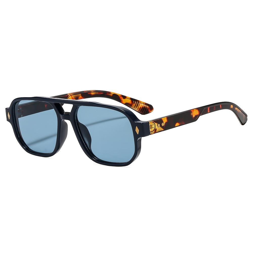 Retro Double Beam Square Women Sunglasses Luxury Brand Leopard Design UV400 Protection Trendy Unisex
