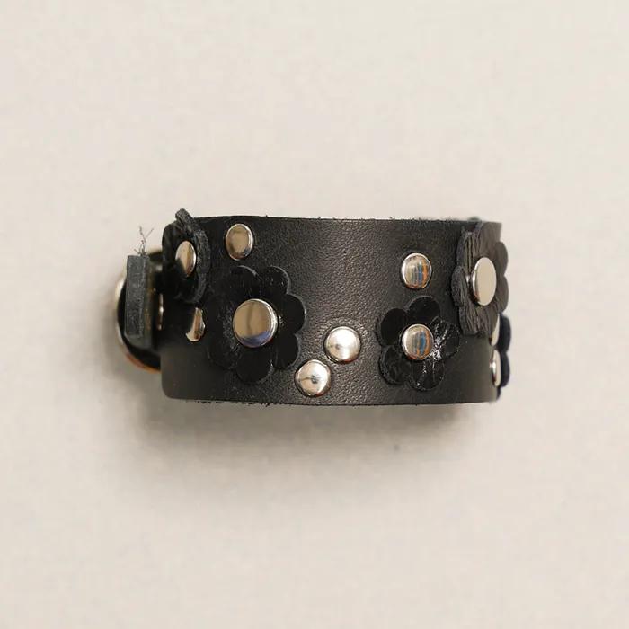 Feverfew Leather Bracelet Black