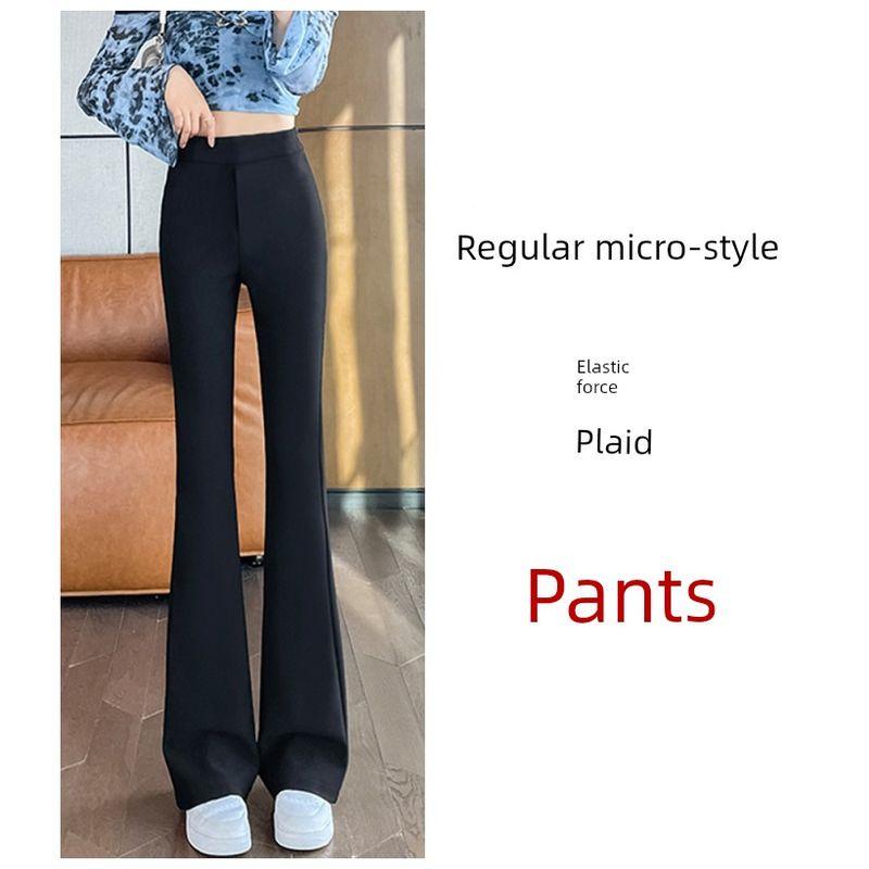 

Black Bell-Bottoms Women s Spring/Summer Autumn 2025 New Arrival High Waist Slim Looking Stretch Suit Casual Micro-Pull Horseshoe Pants Pants 2XL