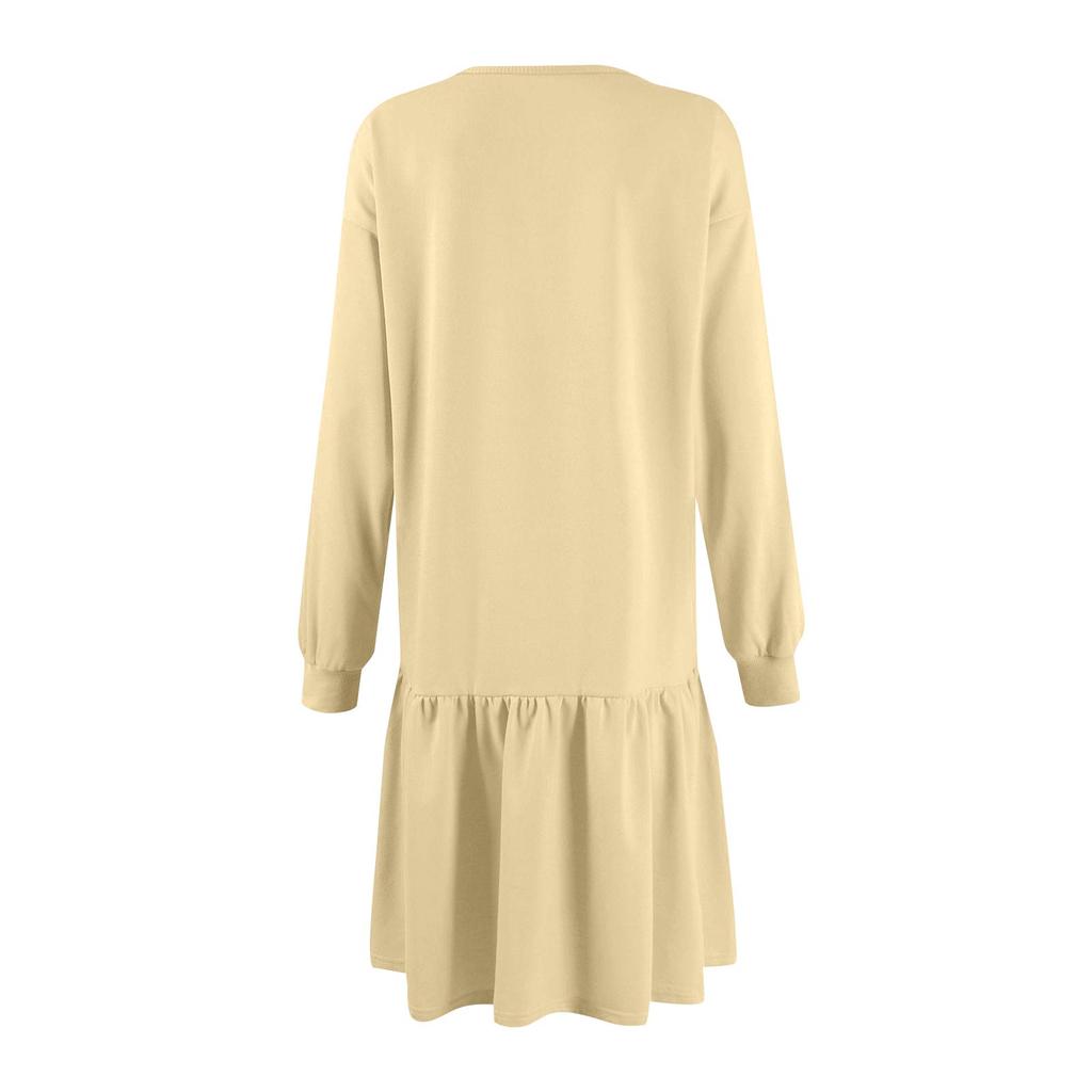 Women's  Long Sleeve Pullover Top Knit Ribbed Knit Patchwork Sweatshirt Dress Casual  Dresses